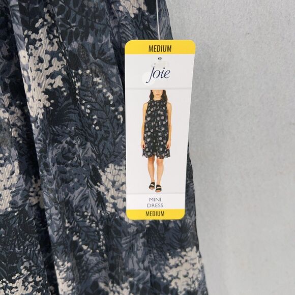 Joie Dress Womens Medium Blue Floral Baltic Pleat Swing Feminine Romantic Ruffle - Picture 4 of 16